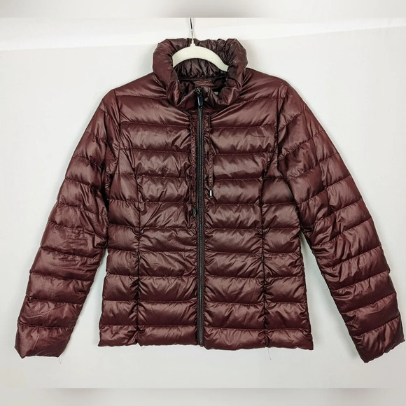 VIA SPIGA sz.S Burgundy Goose Down Packable Quilted Resistant Puffer Jacket Coat - Picture 1 of 10